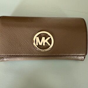 Michael Kors Leather Clutch with silver Logo
